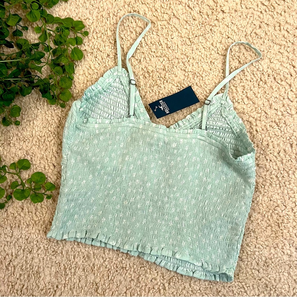 hollister mint green floral smocked cropped cami top - Picture 3 of 4